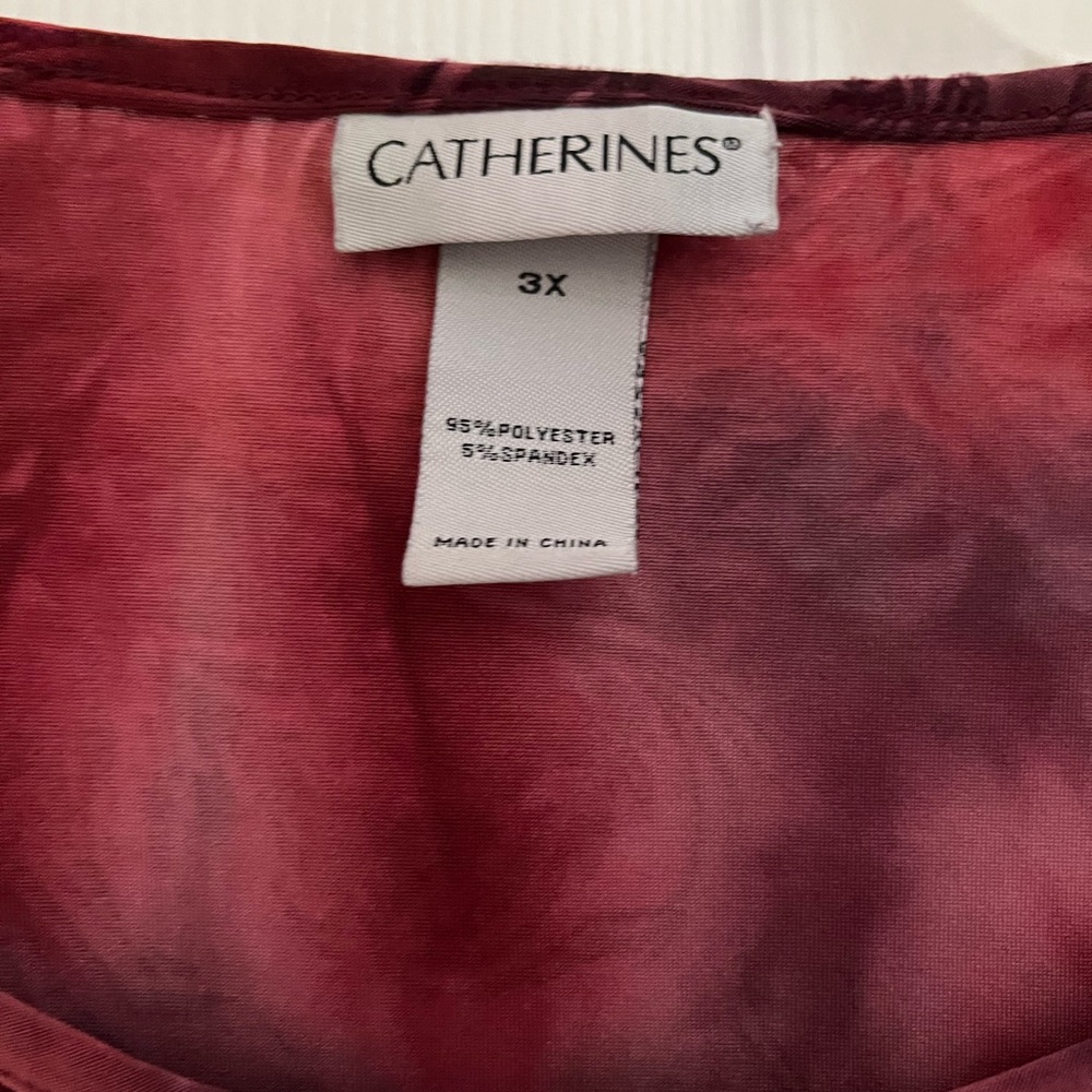Catherines plus Cranberry red, Variegated, velvet Tunic - Picture 3 of 5
